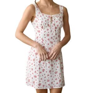 Y2K Babydoll Mini Dress XS Coquette Cottagecore Romantic‎ Milkmaid Dainty Floral